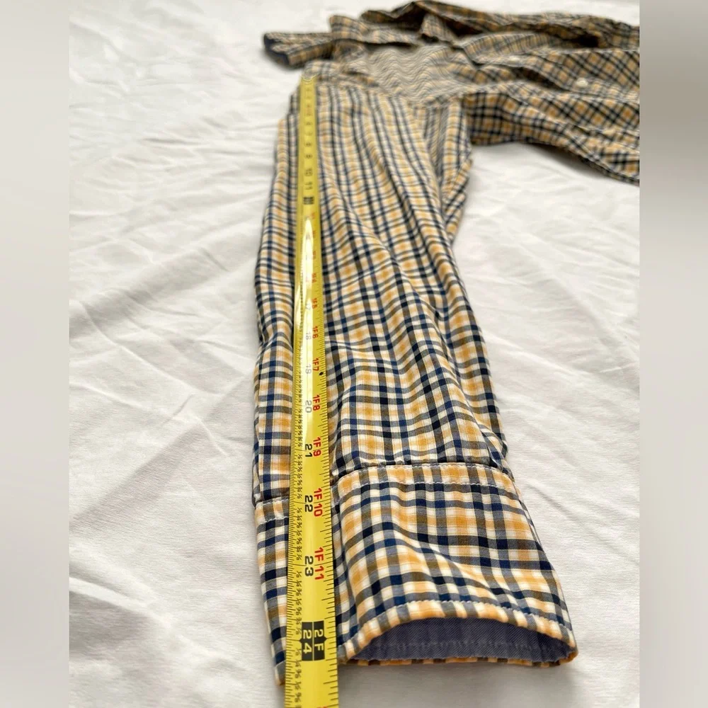Banana Republic Mens Plaid Button Shirt | Camden Fit | Size M | Navy & Yellow